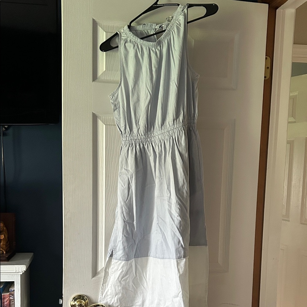 Elegant Light Blue/white Sleeveless Dress XS